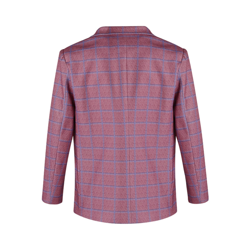 Men s  Fit Blazer Classic Checkered Design Single Color Lapel Long Sleeve Butto image 6