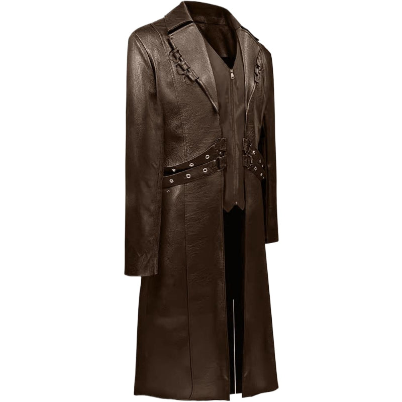 Vintage Medieval Gothic Long Leather Windbreaker European American Steampunk Me image 4