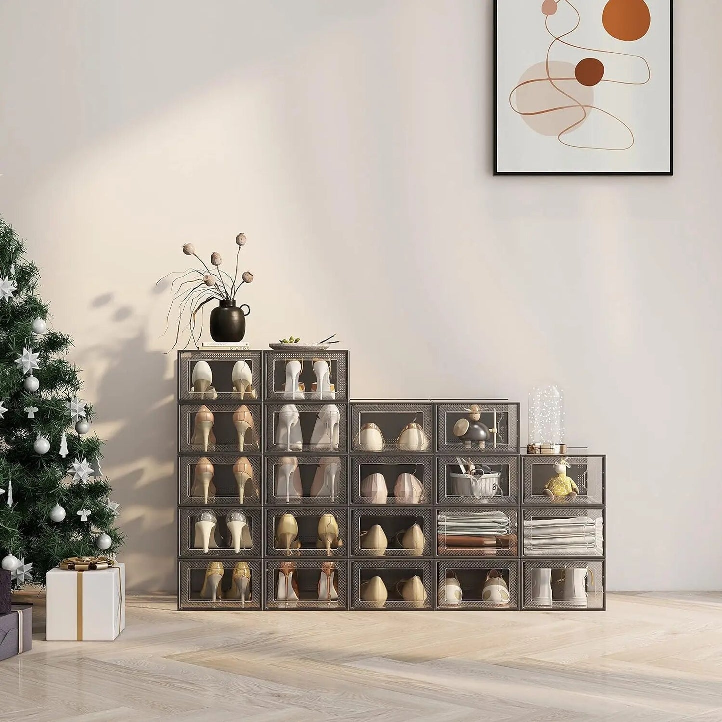 SEE SRPING XX-Large 12 Pack Shoe Storage Box, Clear Plastic Stackable Shoe Orga image 5