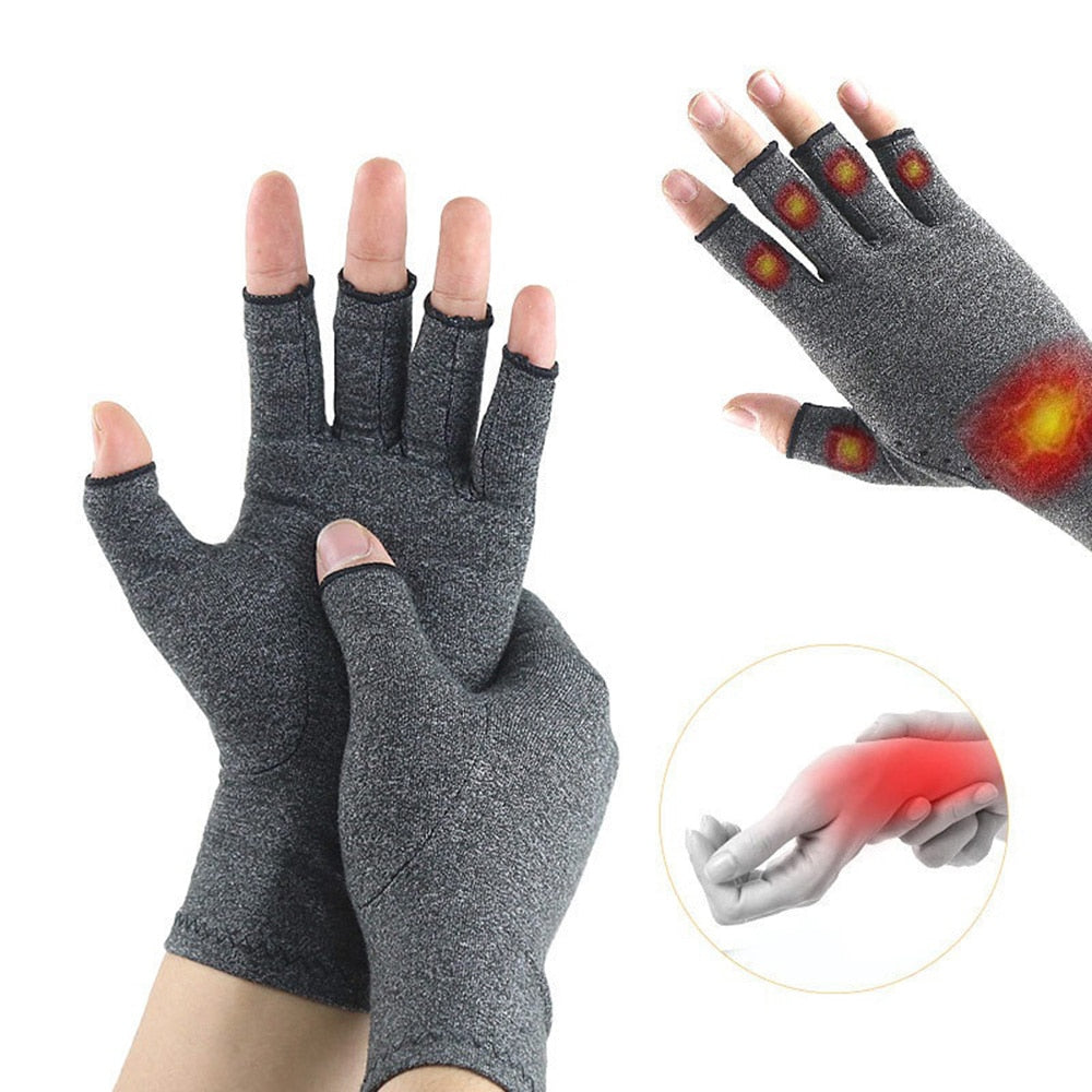 Compression Arthritis Gloves Wrist Support Therapy Wristband Half Finger Compre image 5