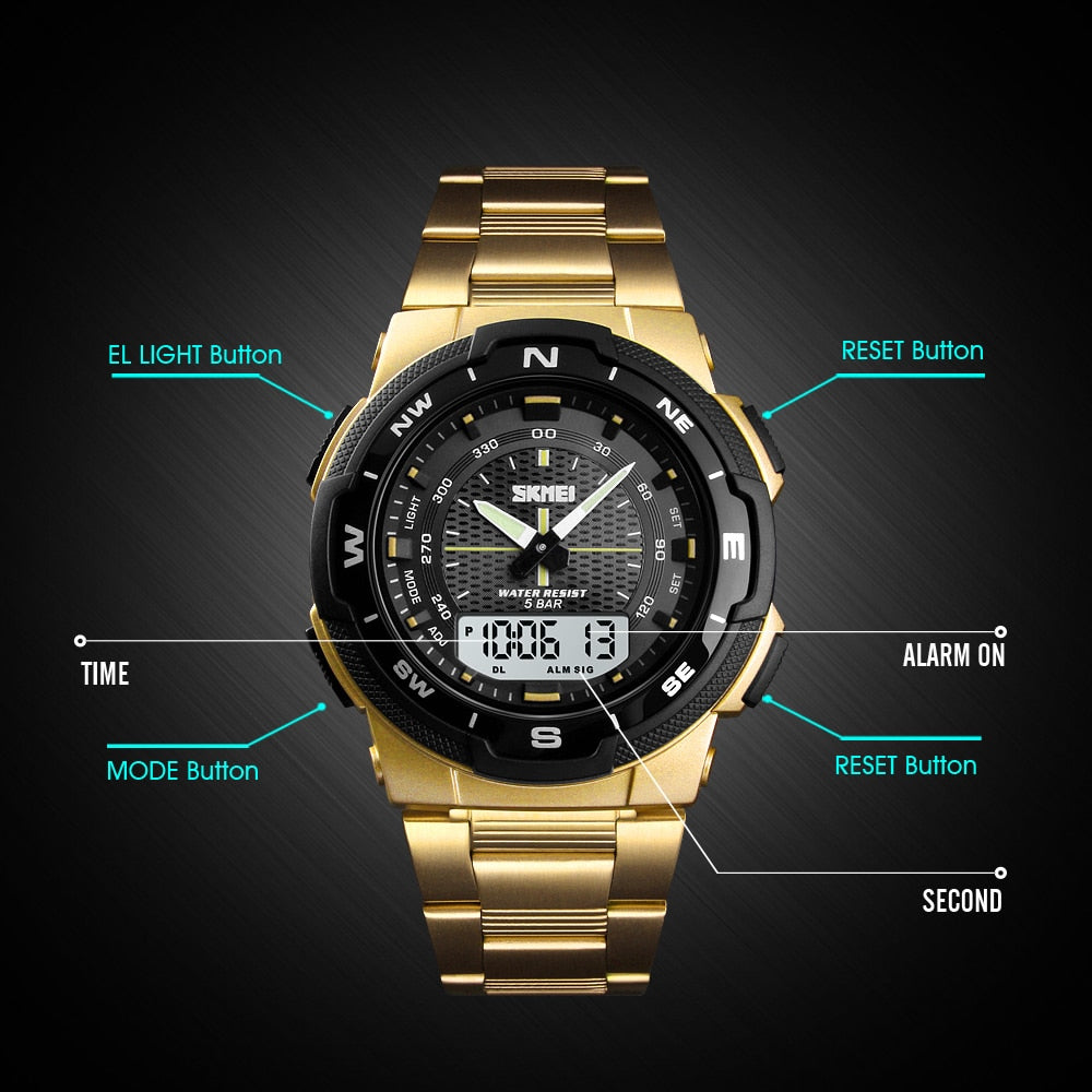 SKMEI Watch Men's Watch Fashion Sport Watches Stainless Steel Strap Mens Watche image 8