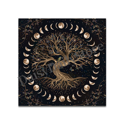 Tree of Life Tarot Card Tablecloth Moon Phase Altar Cloth Pagan Pendulum Witchc image 5