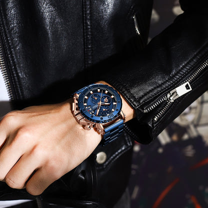CRRJU Watch for Men Top Brand Luxury Big Dial Stainless Steel Waterproof Chrono image 5