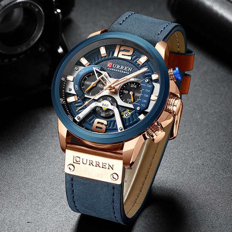 CURREN Casual Sport Watches for Men Top Brand Luxury Military Leather Wrist Wat image 7