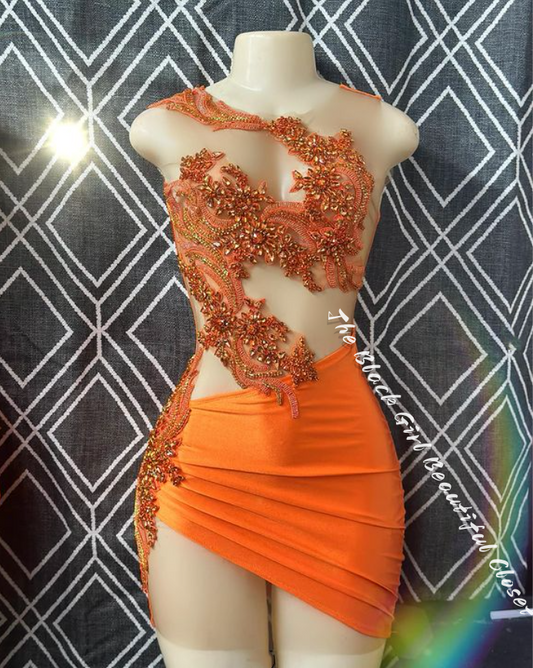 Delicate Warm Orange Short Homecoming Dress 2024 O Collar Give Week Girl Style