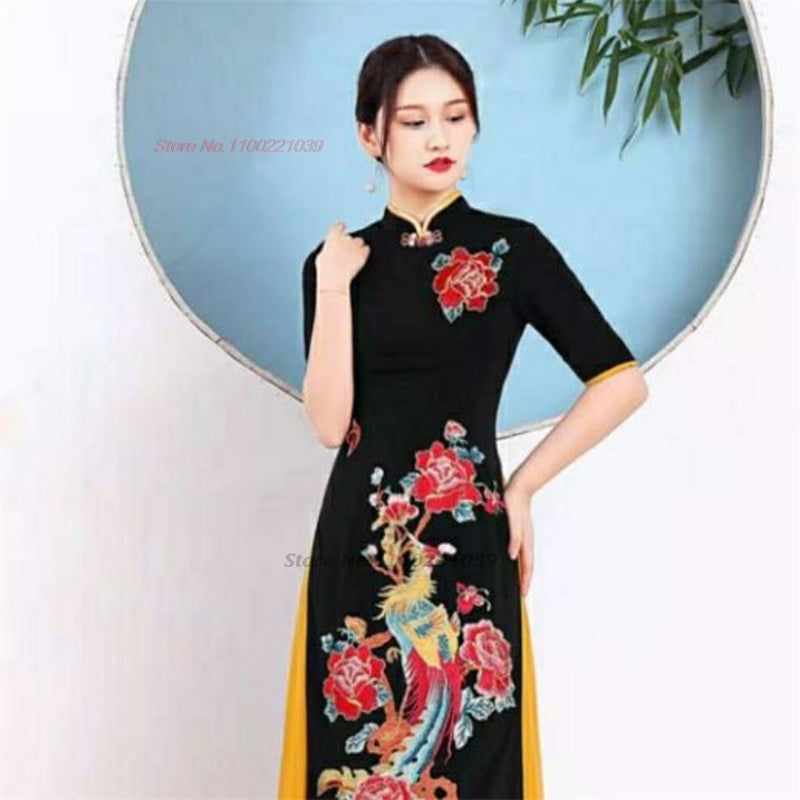 2024 ao dai vietnam traditional chinese qipao dress improved cheongsam vintage
