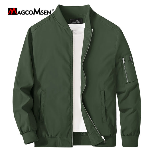 Lightweight Men Bomber Jackets Summer Autumn Full Zip Windproof Coa