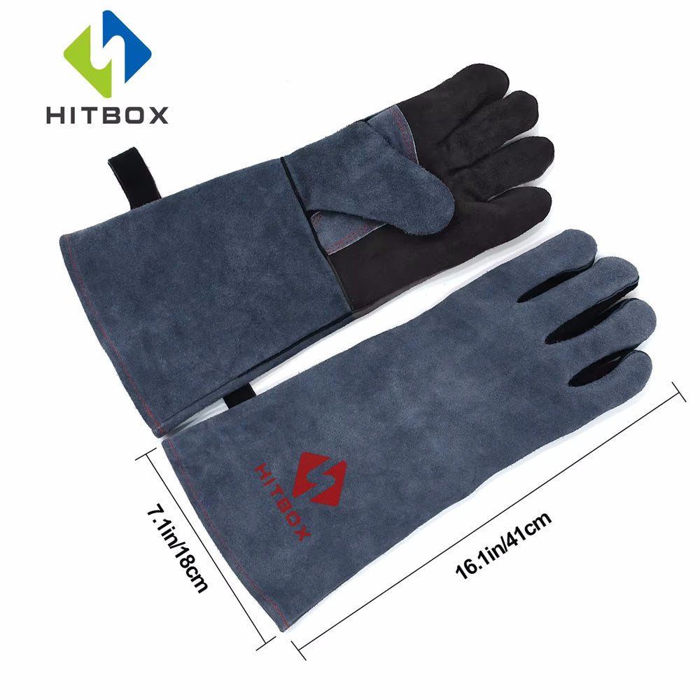 HITBOX 14/16inch Welding Gloves For Tig Mig Welder Works Barbecue Kitchen Stove image 3