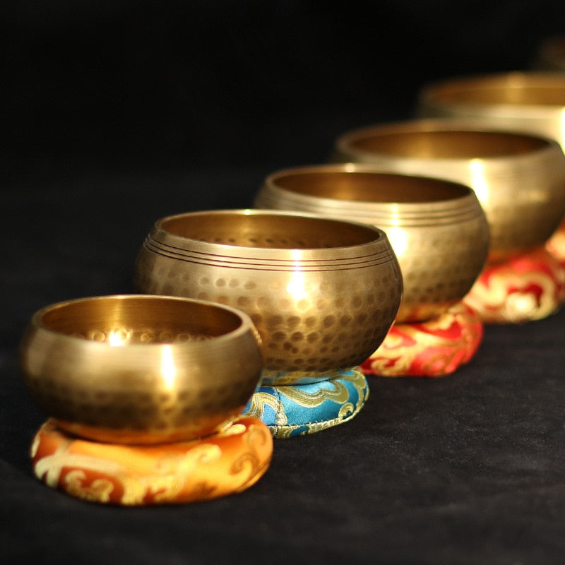 Nepal handmade Tibet Buddha sound bowl Yoga Meditation Chanting Bowl Brass Chim image 2