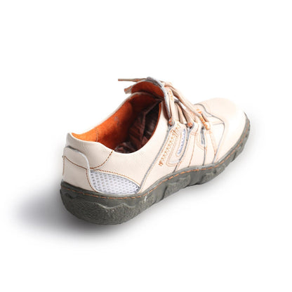 TMA EYES Women's Casual Lace-Up Breathable Mesh and Leather Sneaker