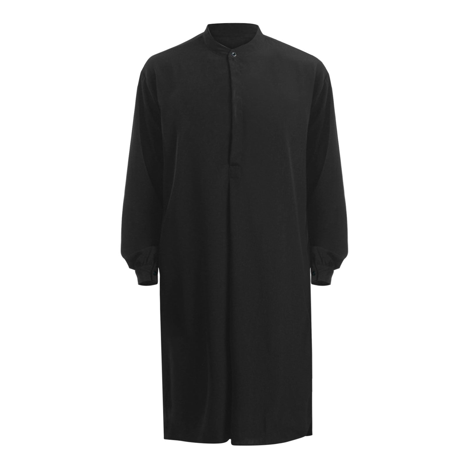 Men'S Spring Autumn Arab Long Gown Robe Shirt Solid Long Sleeve Button Down Mus image 6