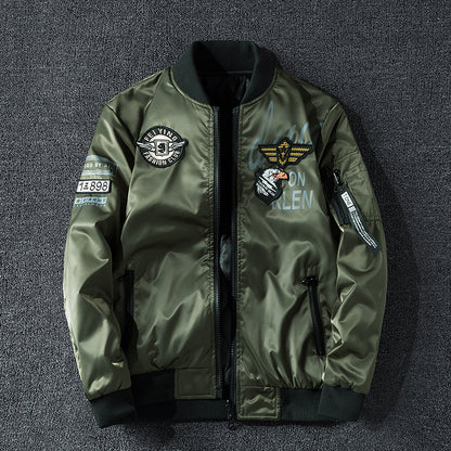 Winter Bomber Jacket Men Military Pilot Jacket Badge Fashion Double Side Wear M image 2