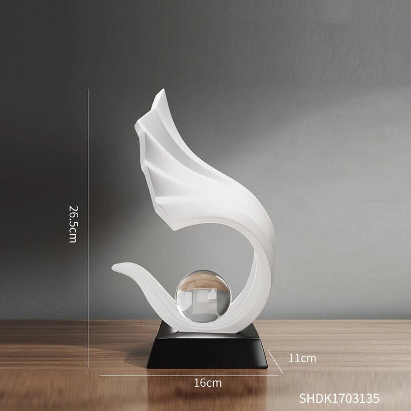 Nordic Style Home Decorations Irregular Wave Statue Crystal Ball Simple Living image 2