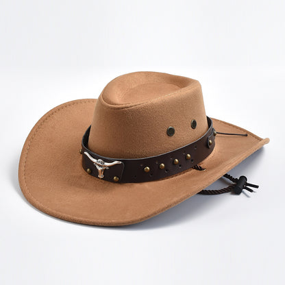 New Artificial Suede Western Cowboy Hats Vintage Big-edge Gentleman Cowgirl Jaz image 1