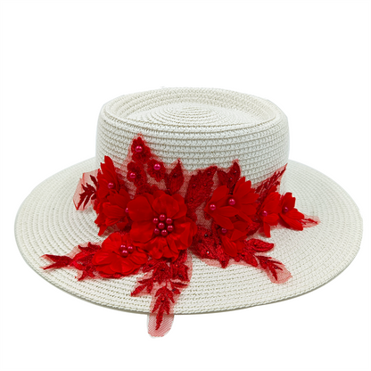 5cm brim summer straw hat for Women with sun shading and sun protection flat to image 12