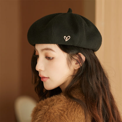 Japanese-style Women's big-head beret for spring and autumn Korean retro all-ma image 2