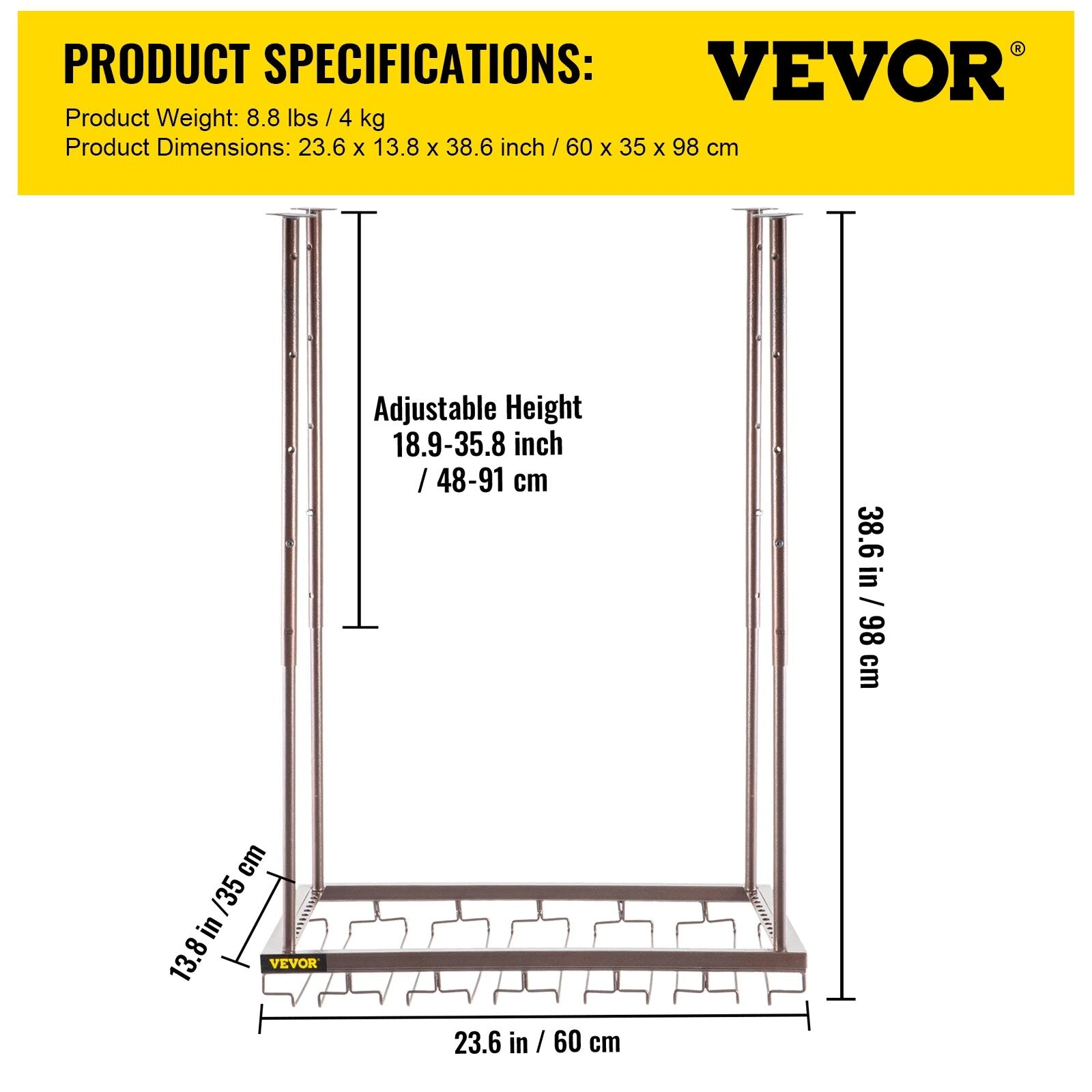 VEVOR Metal Wine Glass Rack Upside Down Ceiling Hanging Goblet Glass Cup Holder image 10