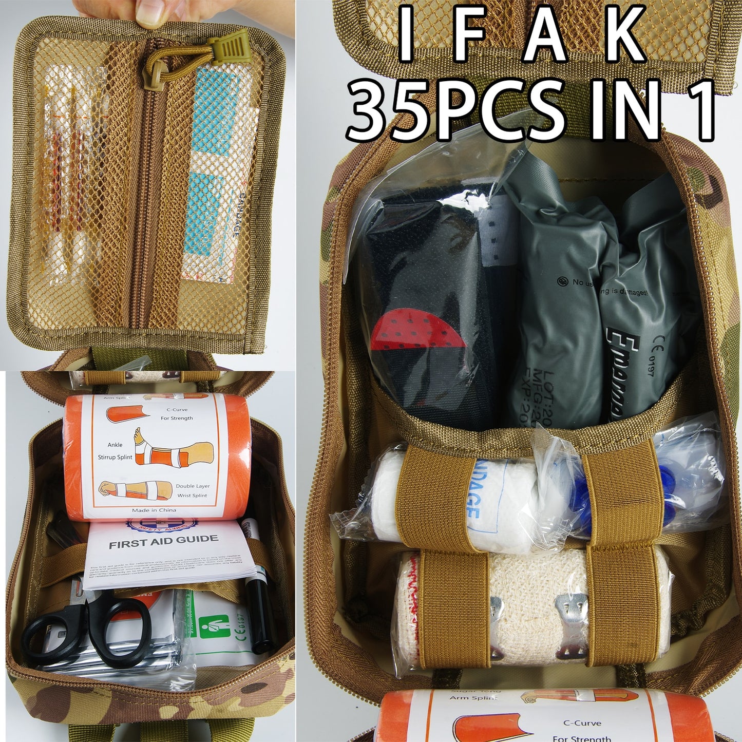 First Aid Survival Kit Tactical IFAK Pouch Supplied full set Molle Camping Kit image 9