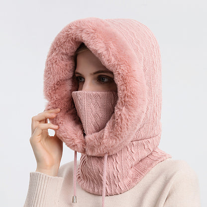 Women Beanie Hat Winter Balaclava Knitted Cap Hooded Face Mask Fluff Keep Warm  image 19