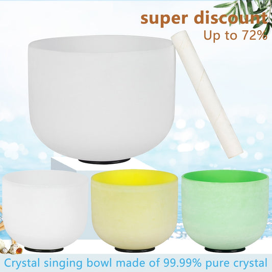 8" 10" Crystal Singing Bowl B/G Note Frosted Quartz Chakra Tibetan Singing Bowl image 0