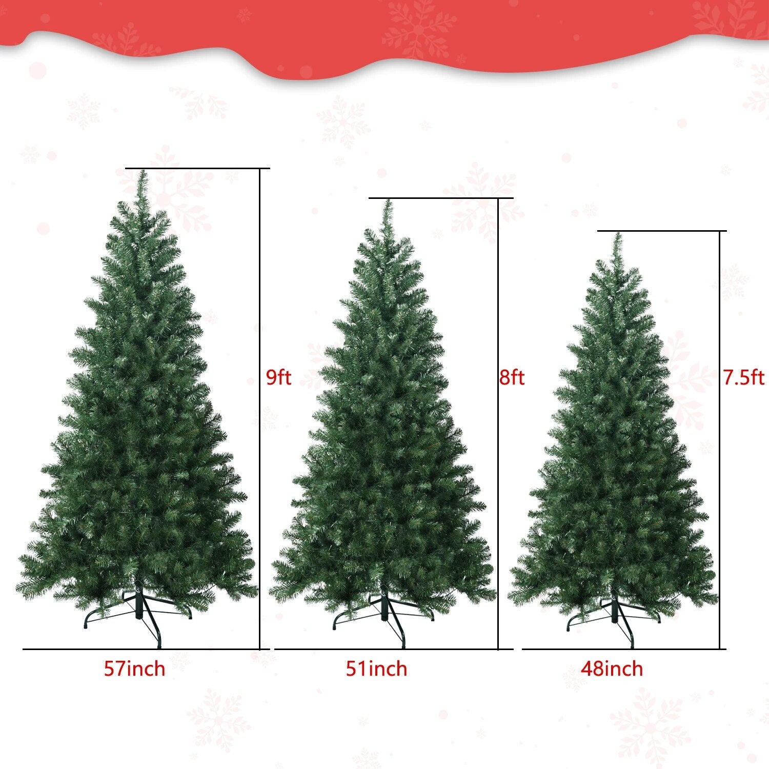 4/5/6/7/7.5/8/9FT Flocked Christmas Tree Easy Assembly Artificial Holiday Xmas image 11