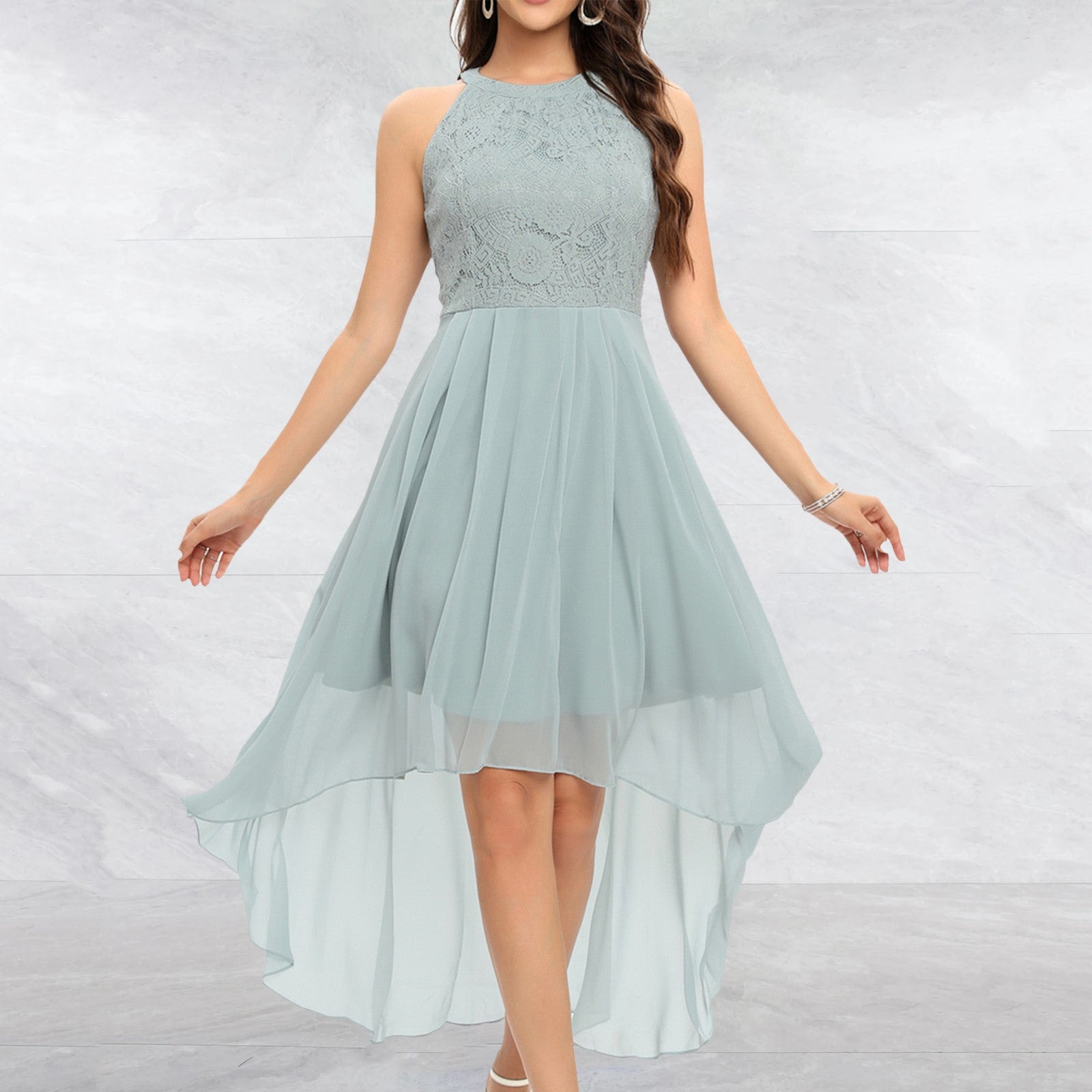 Elegant Lace Chiffon Party A Line Dresses Women Sexy Off Shoulder Irregular For image 6