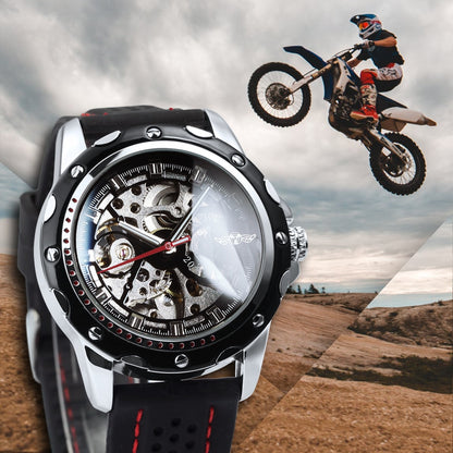 WINNER Sports Outdoor Automatic Watch for Men Luminous Hands Black Skeleton Mec image 3