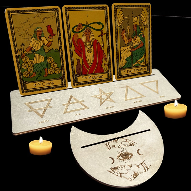 Wooden Stand for Tarot Moon Shape Rectangle Card a Set Altar Stand Wood Display image 2