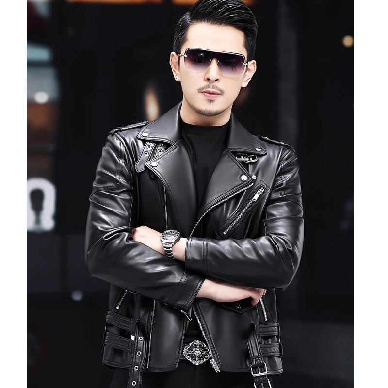 Men Faux Leather Coat Zipper Overcoat Motor Jacket Men's Bomber Jackets Fashion  image 4