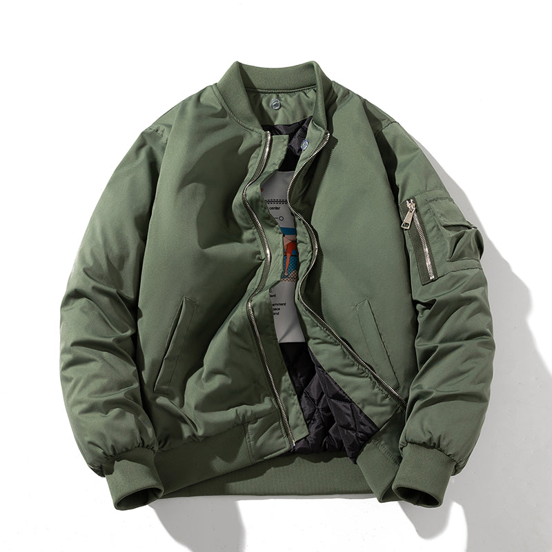 Men Bomber Jacket Autumn Winter Pilot Jacket Women Fashion Solid Baseball Coat  image 17