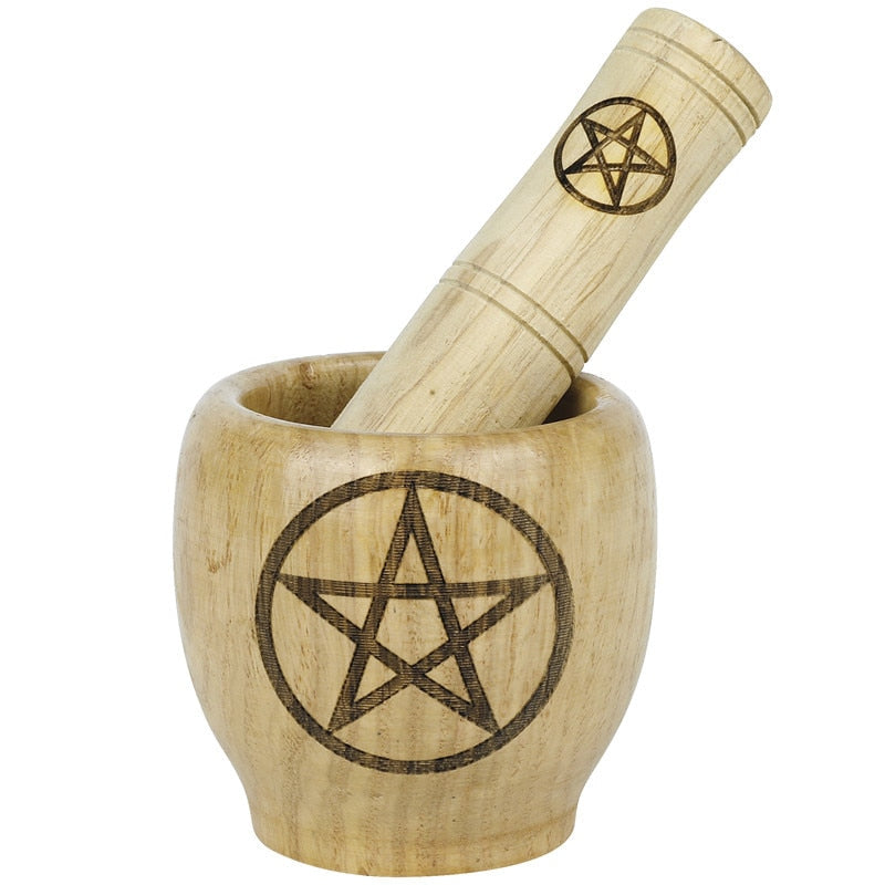 Pentacle Moon Natural Handcrafted Bamboo Bowl Flat-Bottomed Can Round Pounding image 1