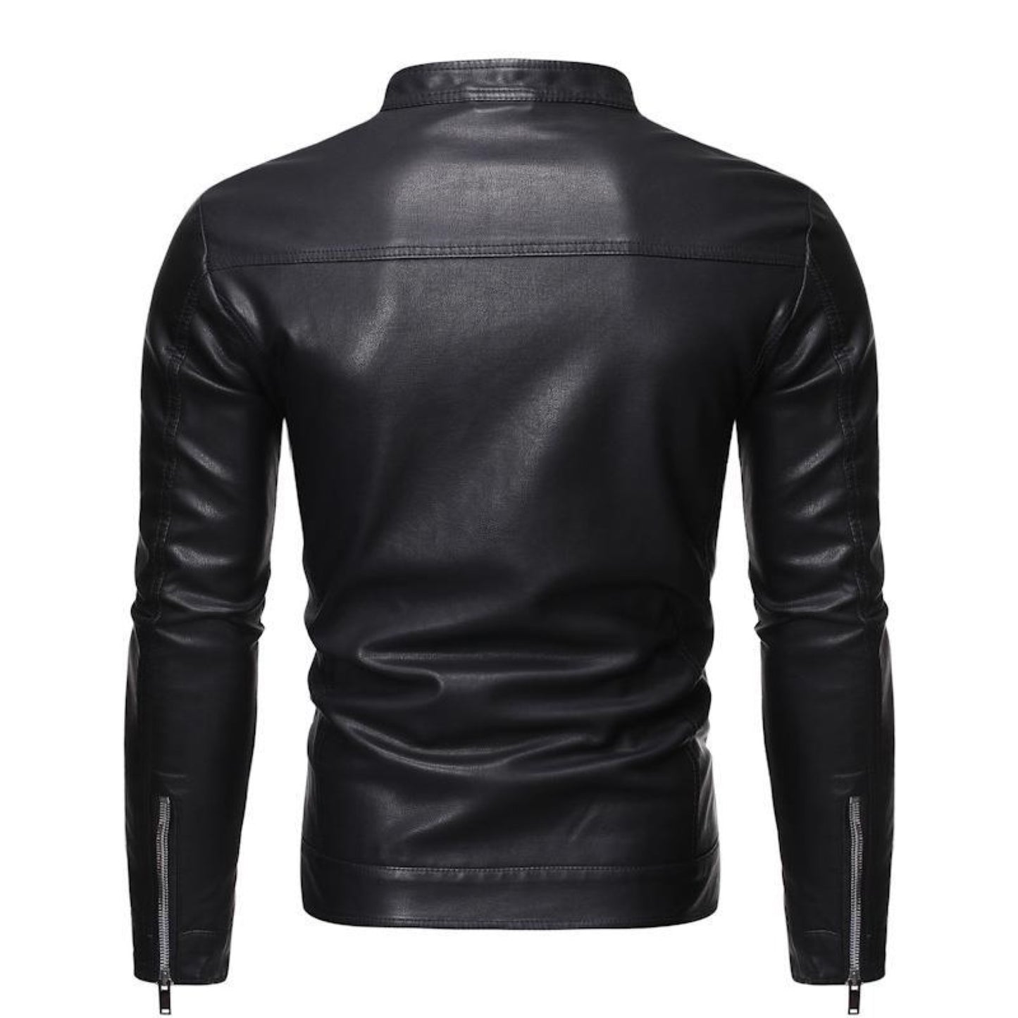 Male Faux Leather Jackets Autumn Winter Solid Color Leather Jacket Warm Coat St