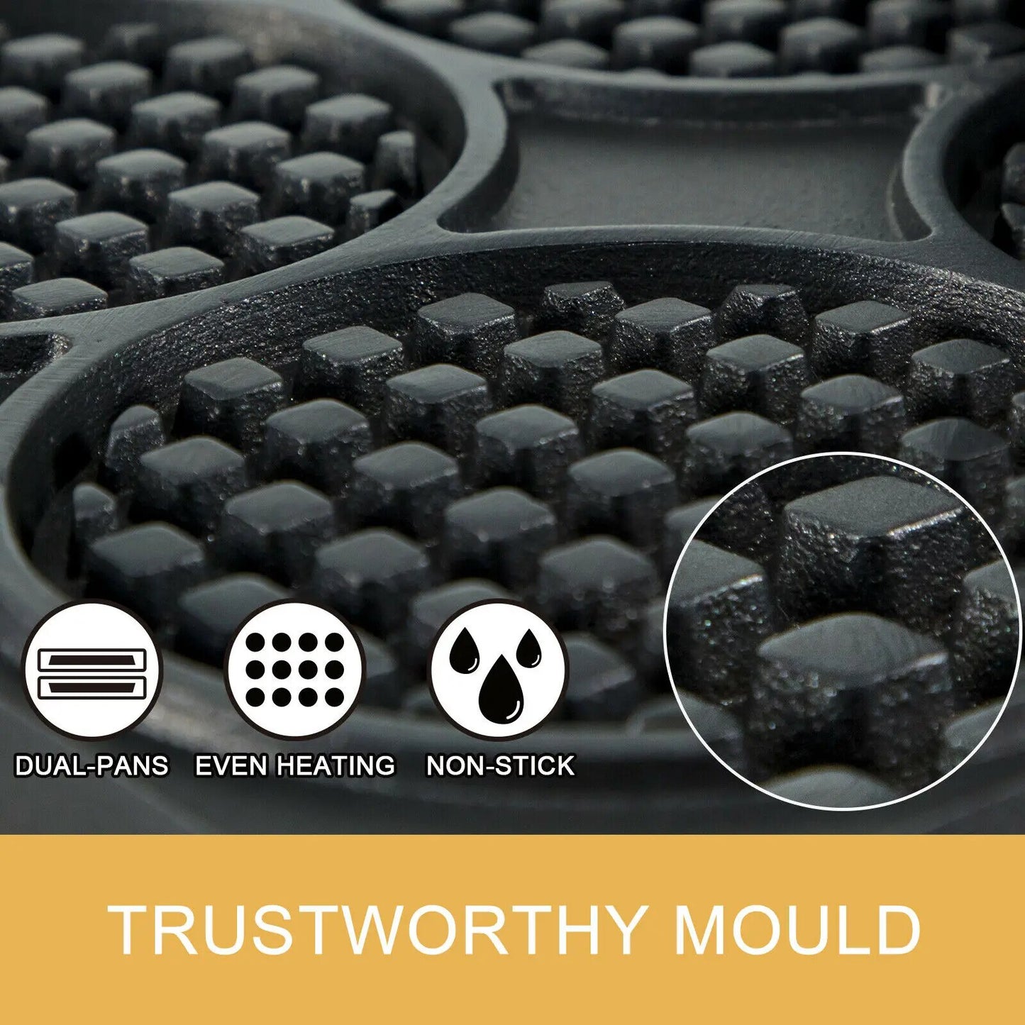 VEVOR Commercial Electric Waffle Maker Kitchen Appliance Home Round Square Shap image 7