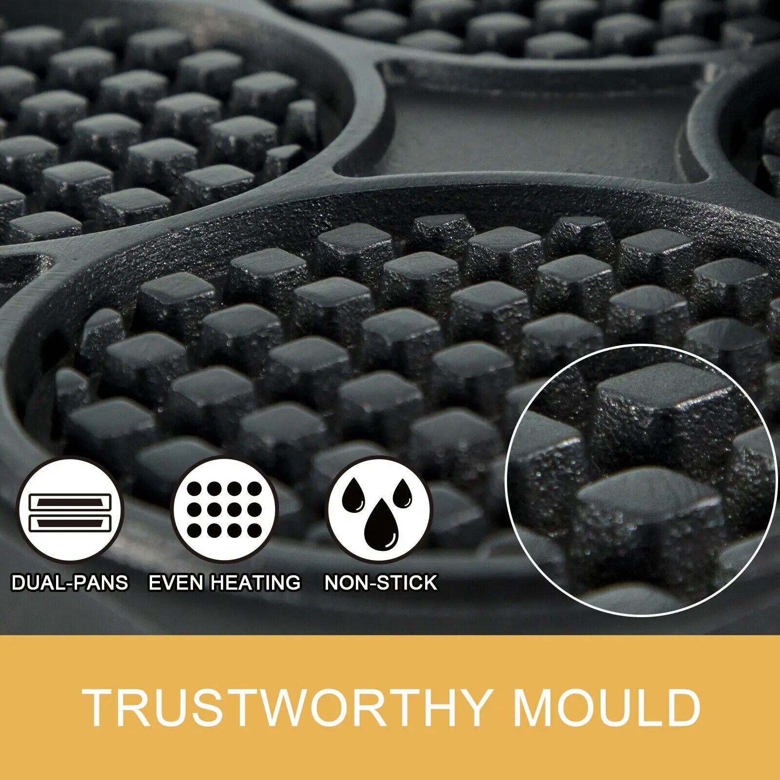 VEVOR Commercial Electric Waffle Maker Kitchen Appliance Home Round Square Shap image 7