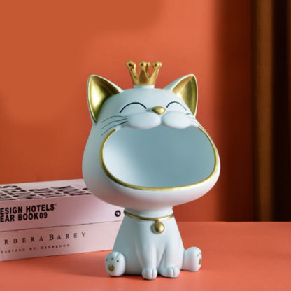 Fortune Crown Big Mouth Cat Entrance Key Storage Tray Decorative Ornament, Ligh image 5