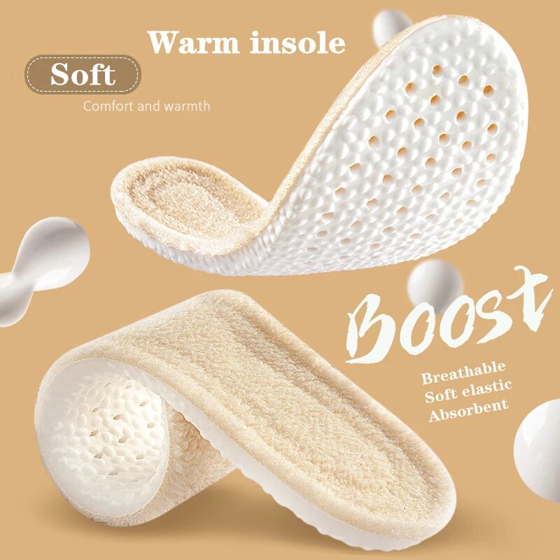 1Pair Wool Insoles Winter Warm Shoes Insole Men Wonen Sneakers Boots Shock abso image 5