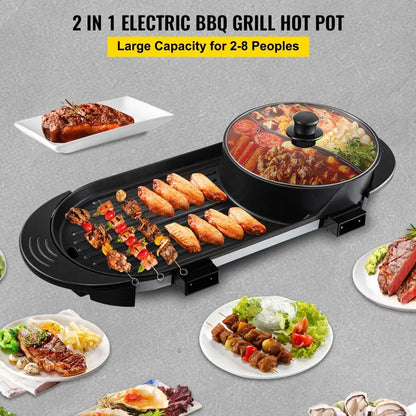 BENTISM 2 in 1 Electric BBQ Pan Grill  Pot Portable Smokeless Indoor  Pot image 1