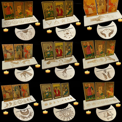 Wooden Stand for Tarot Moon Shape Rectangle Card a Set Altar Stand Wood Display image 12