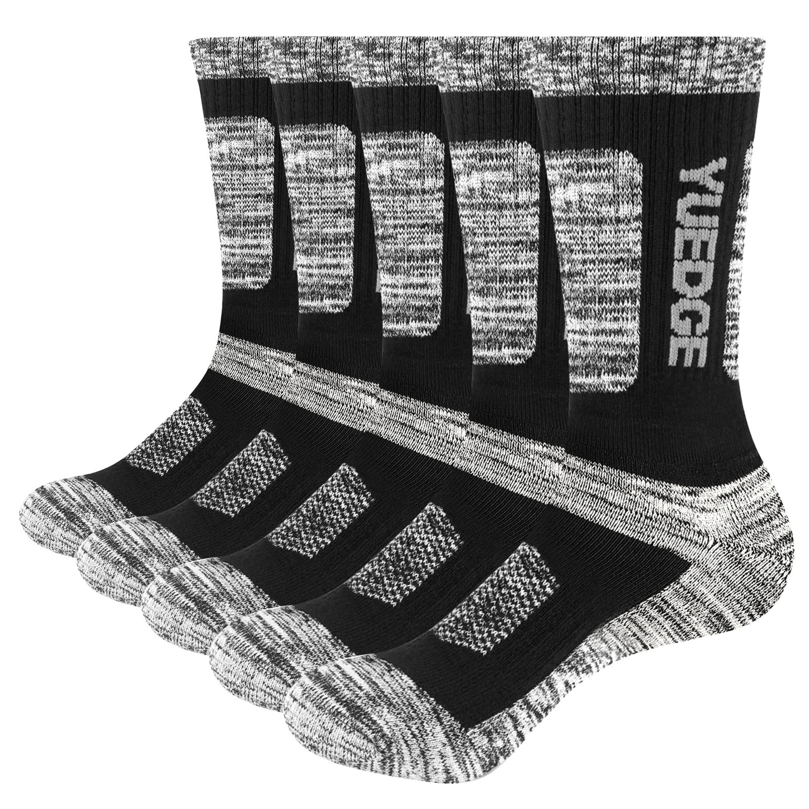 YUEDGE Men's Moisture Wicking Cushioned Thick Sports Athletic Crew Socks Mid Cal image 1