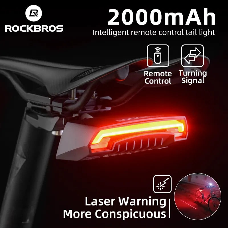ROCKBROS Bike Light Smart USB LED Wireless Remote Control Bicycle Rear Light MT image 0