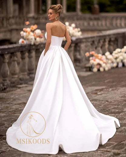 Msikoods Elegant Wedding Party Dress 2024 Women Sweethearts Satin Wedding Gown image 1