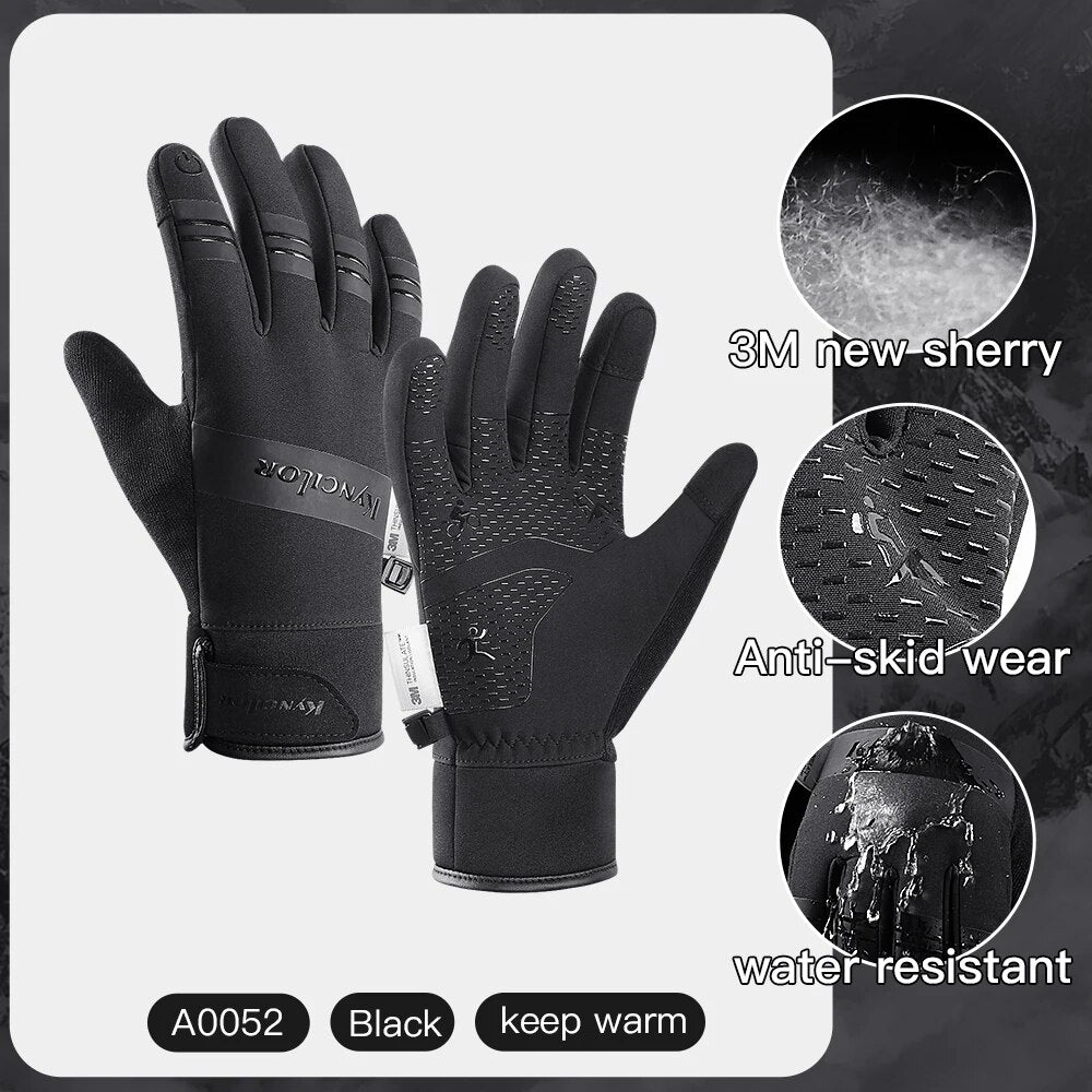 3M Gloves Black Waterproof Winter Warm Cycling Outdoor Sports Running Riding Mo image 2