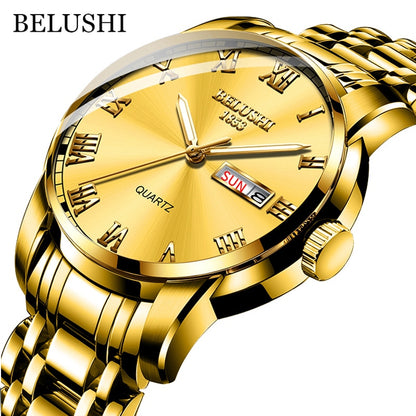 BELUSHI Men Watch Stainless Steel Top Quailty Luxury Push Button Hidden Clasp W image 14