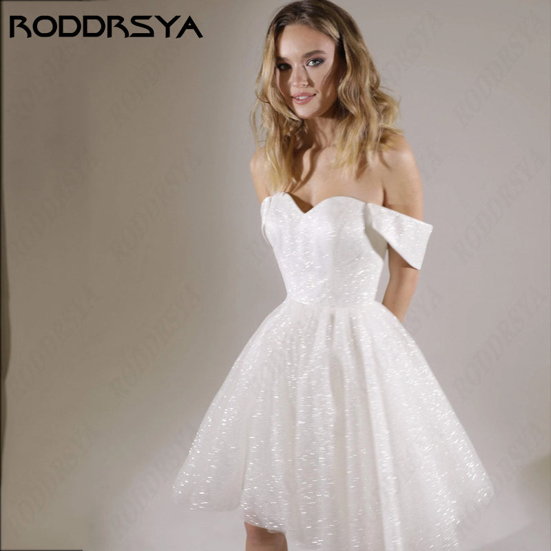 RODDRSYA Mini Wedding Dresses For Women Sparkling Tulle A-line Vestidos De Novi image 3