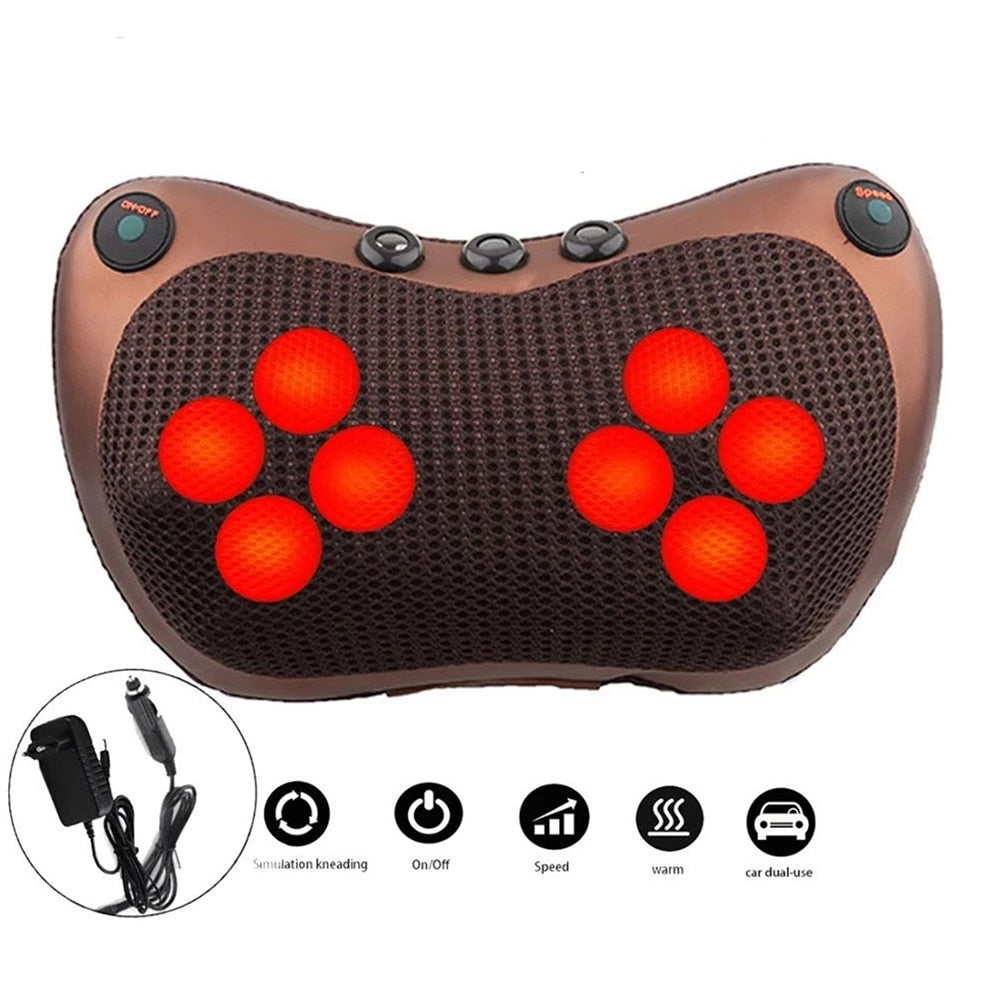 Head Neck Massager Car Home Cervical Shiatsu Massage Neck Back Waist Body Elect