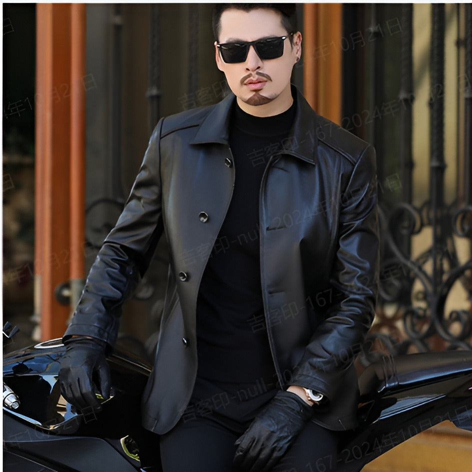 Men's Winter Leather Jacket Midlength Winter Warmth Good Warmth Highend Men's P image 1