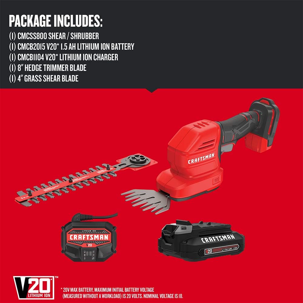 CRAFTSMAN V20 Cordless Handheld Grass Trimmer and Mini Hedge Trimmer Kit image 0
