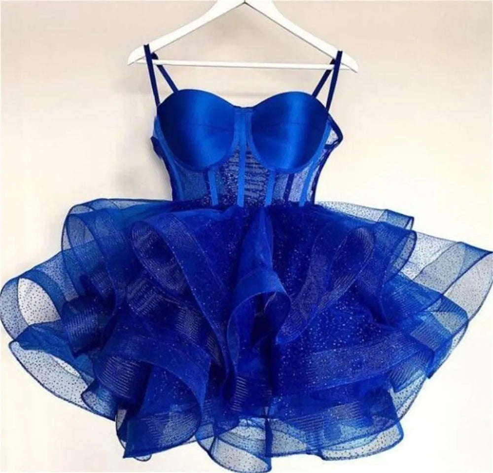 Bealegantom Sexy Spaghetti Strap Illusion Short Homecoming Dresses Organza Mini image 2