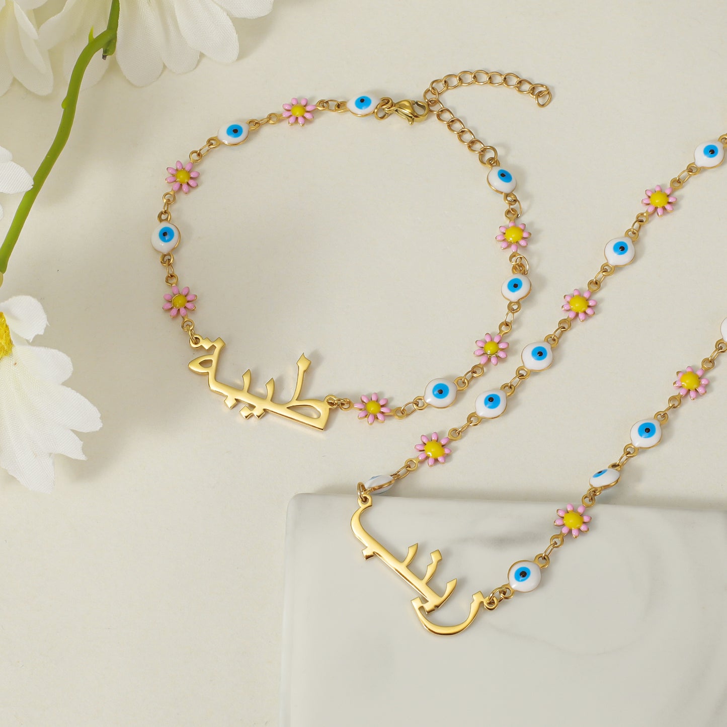 Arabian Devil Eyes Set | Muslim Customizable 18k Stainless Steel Tri-Color Opti image 1