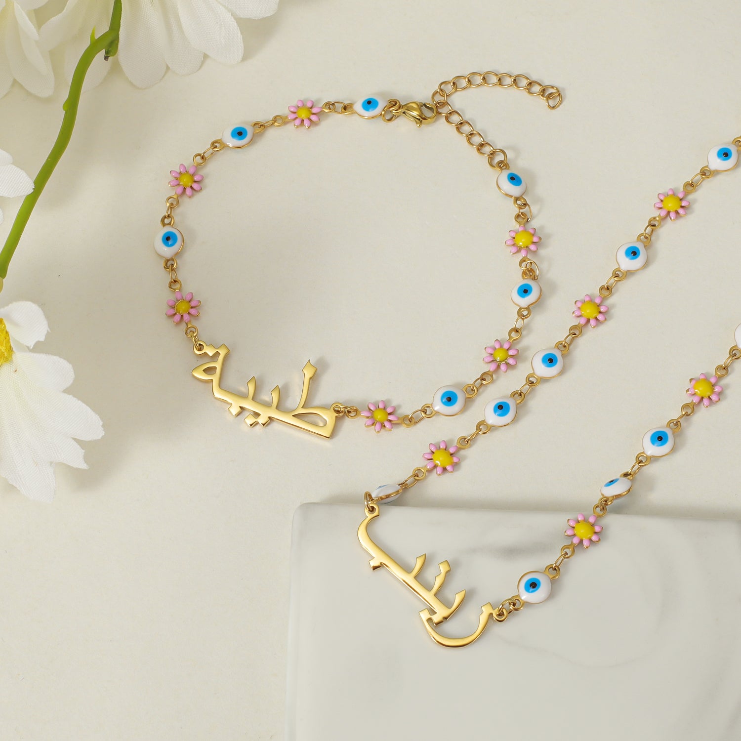 Arabian Devil Eyes Set | Muslim Customizable 18k Stainless Steel Tri-Color Opti image 1